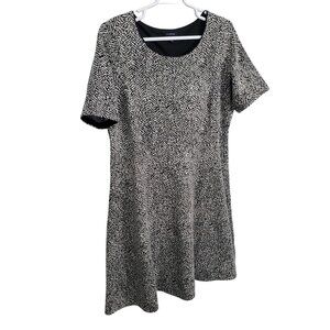 Lands End Womens 2X 20W 22W Dress Fit Flare Knit Shaped Herringbone Capsule